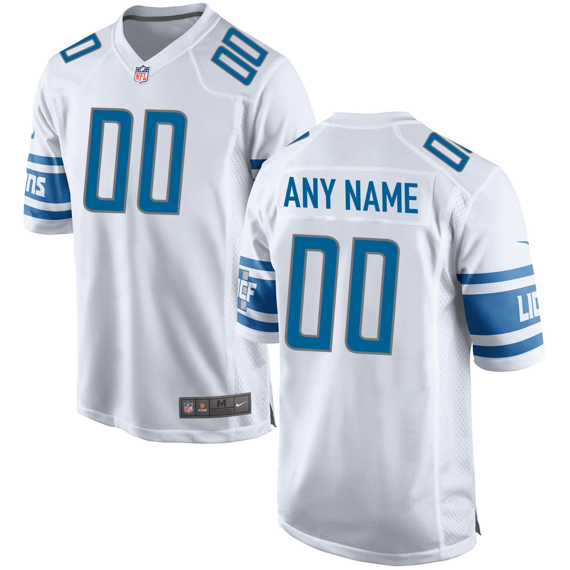 Men Detroit Lions Nike White Custom Game NFL Jersey